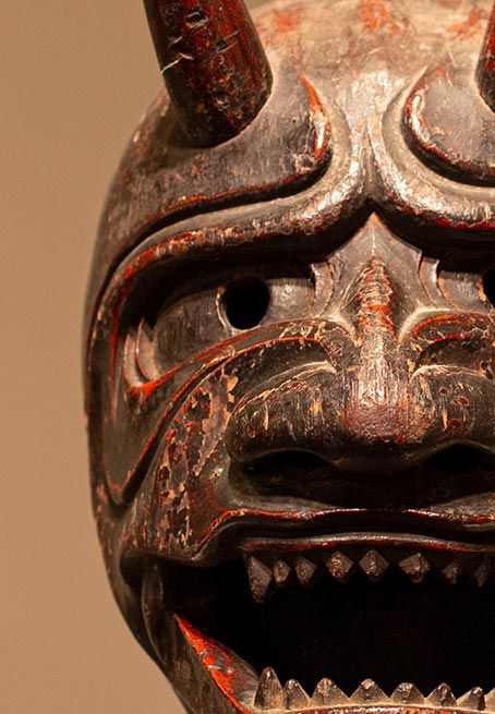 Antiquités Asiatiques | Masque théâtre Nô - Japon | Patine  